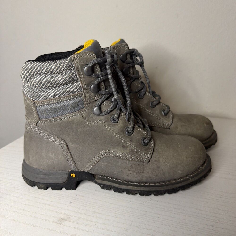CAT Caterpillar P51021 Women's Echo Waterproof Steel Toe Boots USA Size 6 Gray